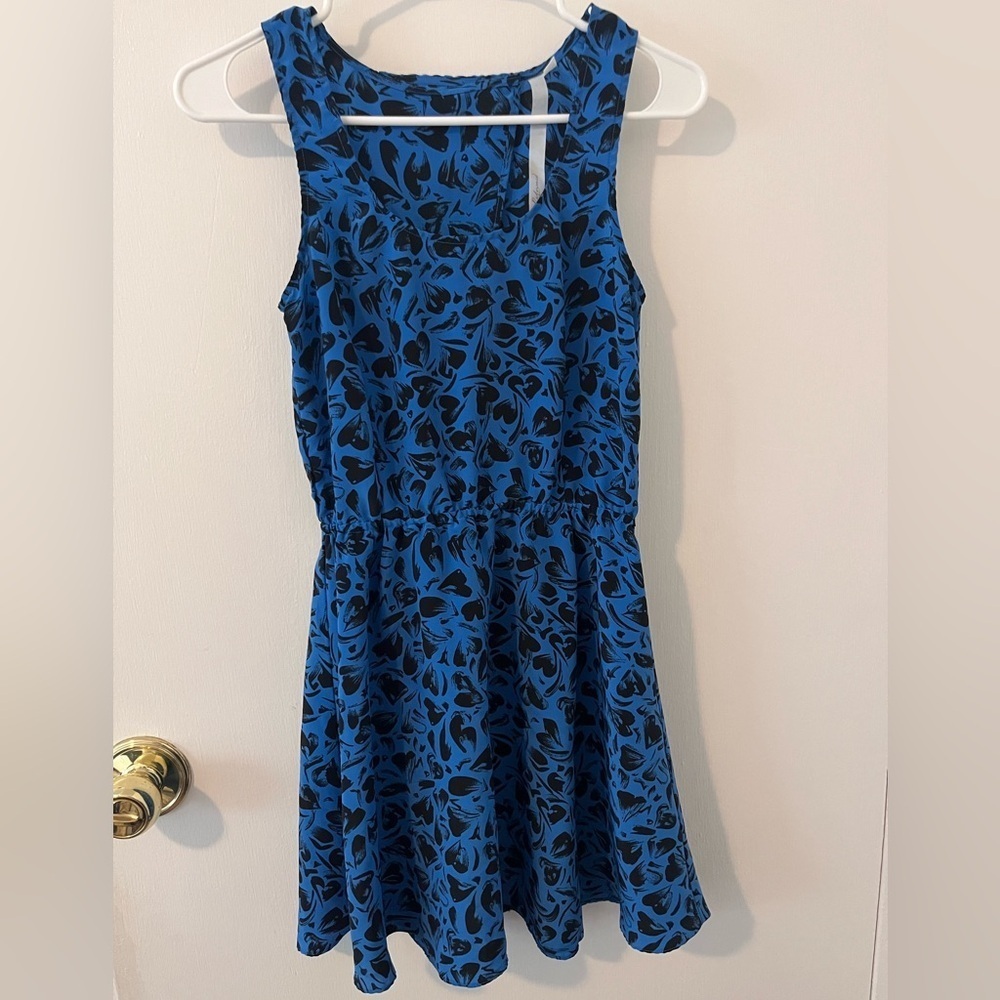 Reformed Urban Outfitters Mini Dress Sleeveless Blue Black Hearts Cutout Small